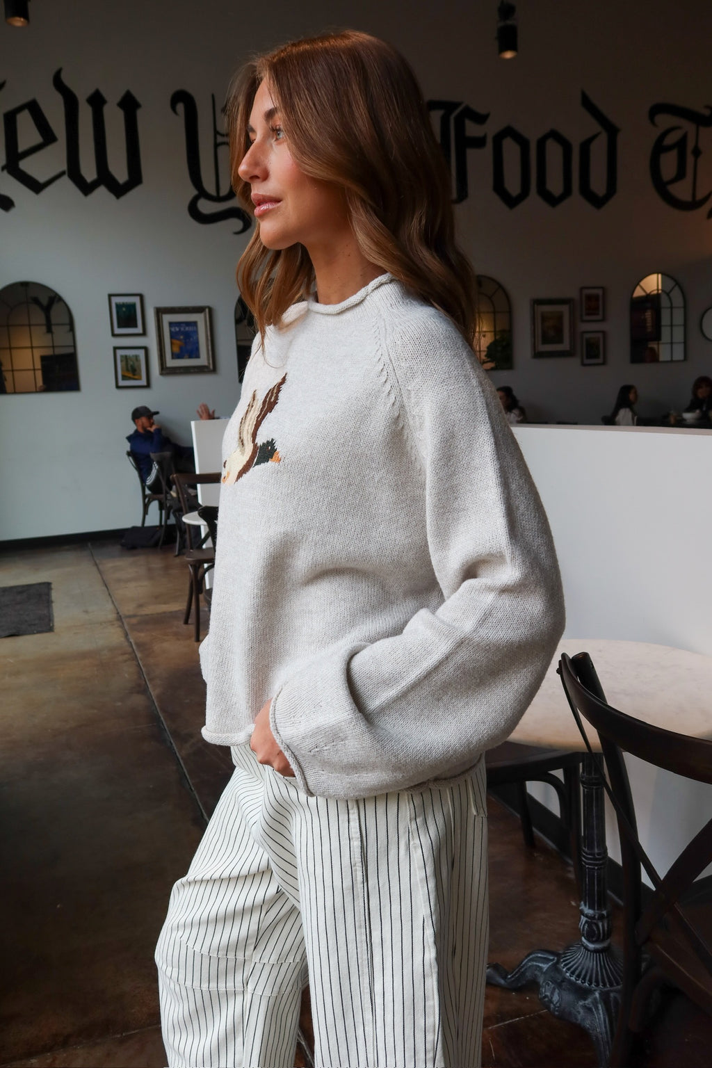 Take Flight Duck Sweater in Heather Oat