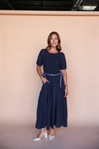 Lainey Gingham Maxi in Navy