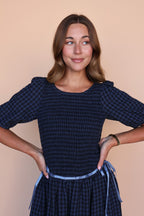 Lainey Gingham Maxi in Navy