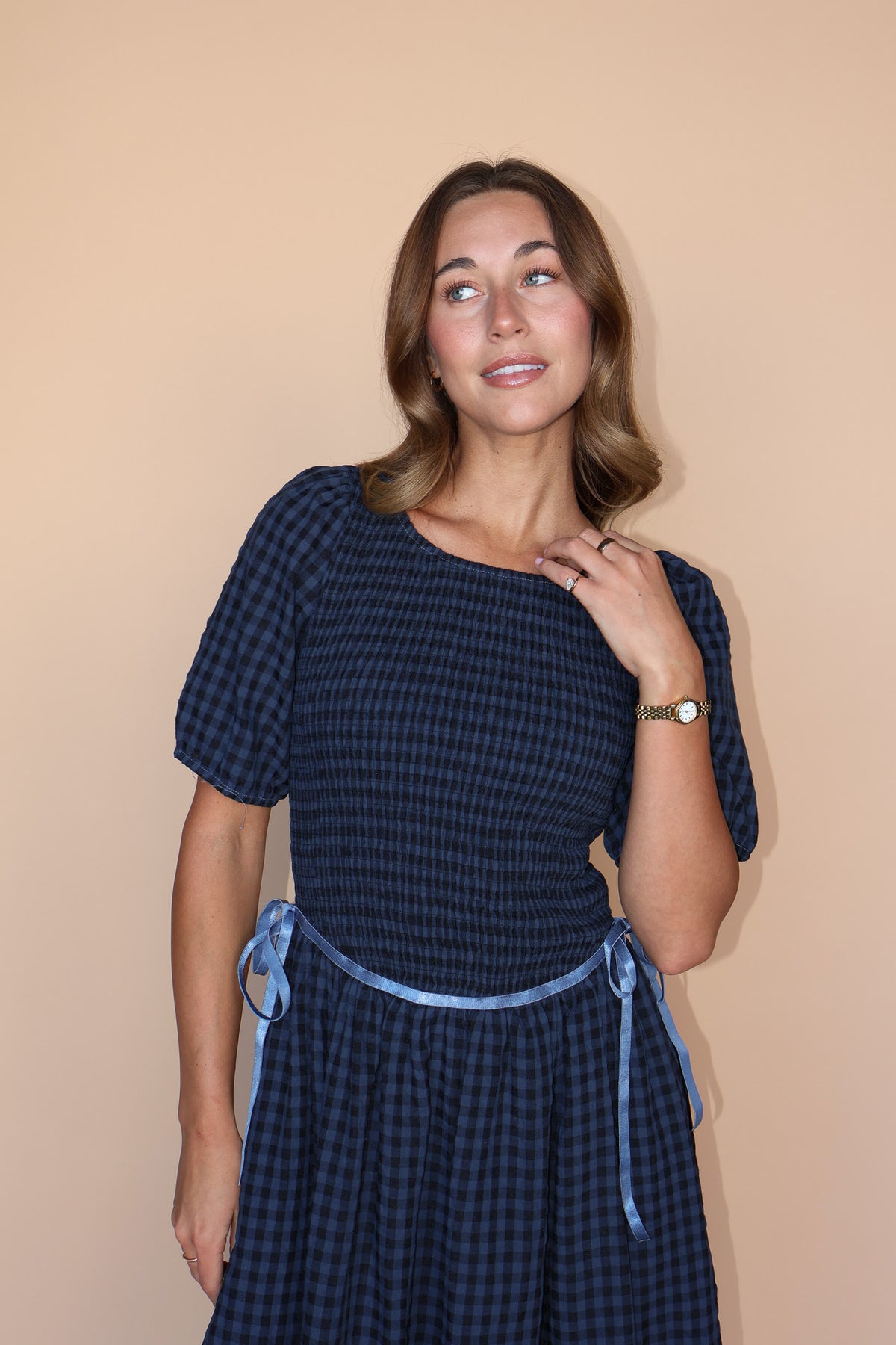 Lainey Gingham Maxi in Navy