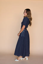 Lainey Gingham Maxi in Navy
