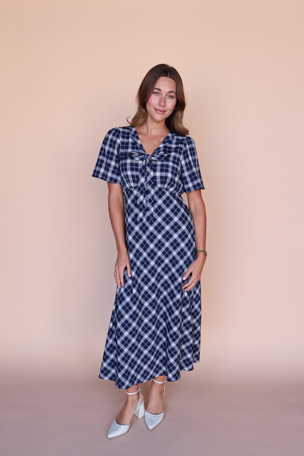 Highland Honey Plaid Midi Dress