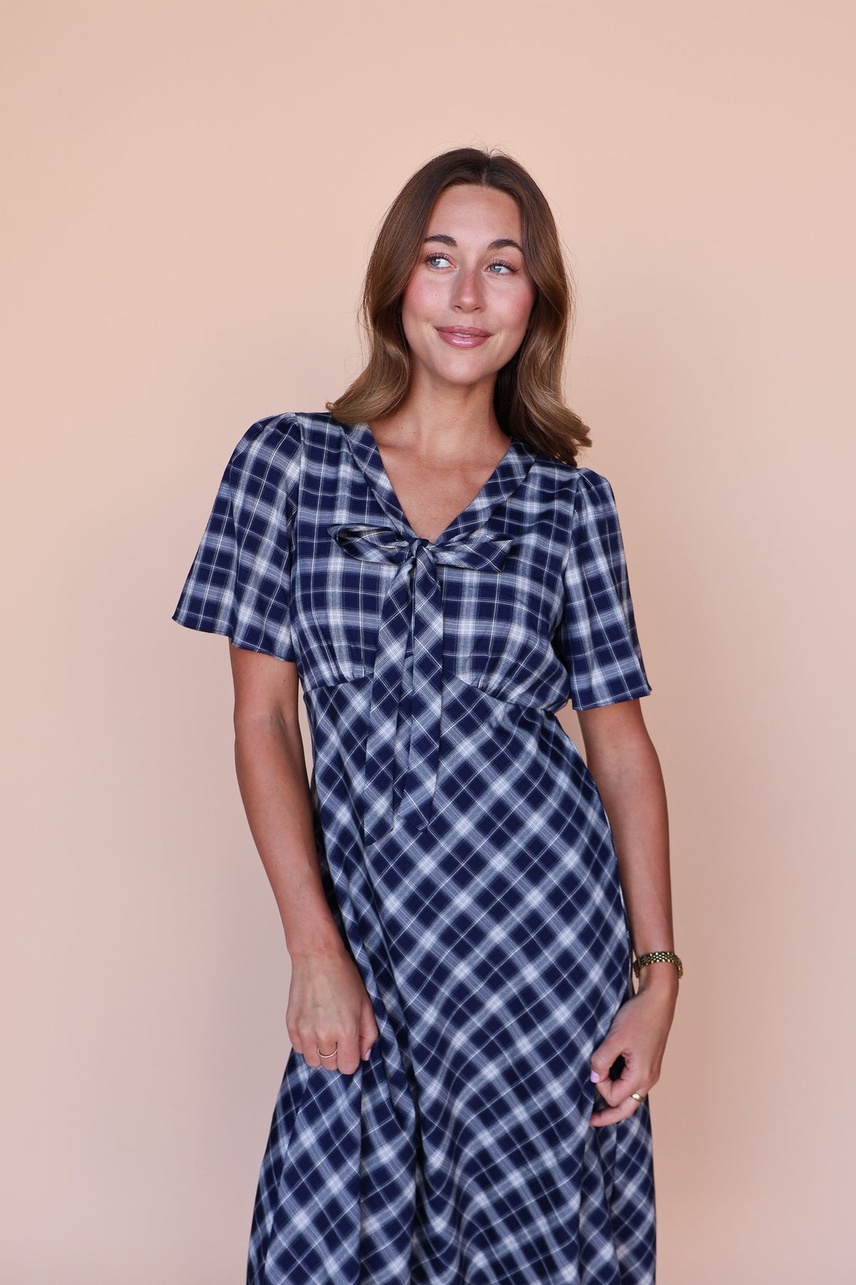 Highland Honey Plaid Midi Dress Secondary image