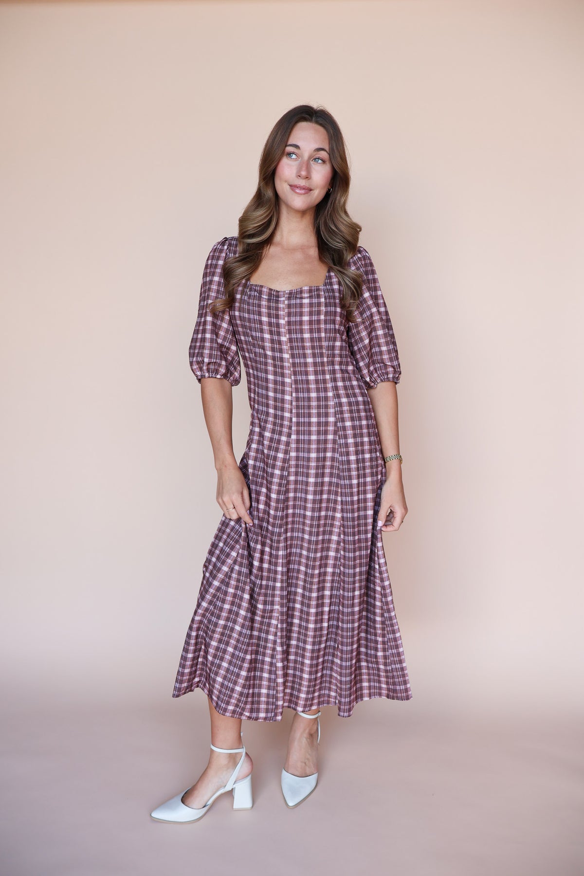 Bria Plaid Midi in Marsala Secondary image