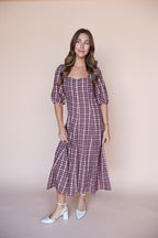 Bria Plaid Midi in Marsala