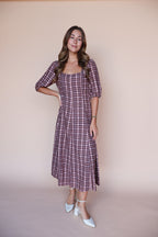 Bria Plaid Midi in Marsala