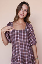 Bria Plaid Midi in Marsala