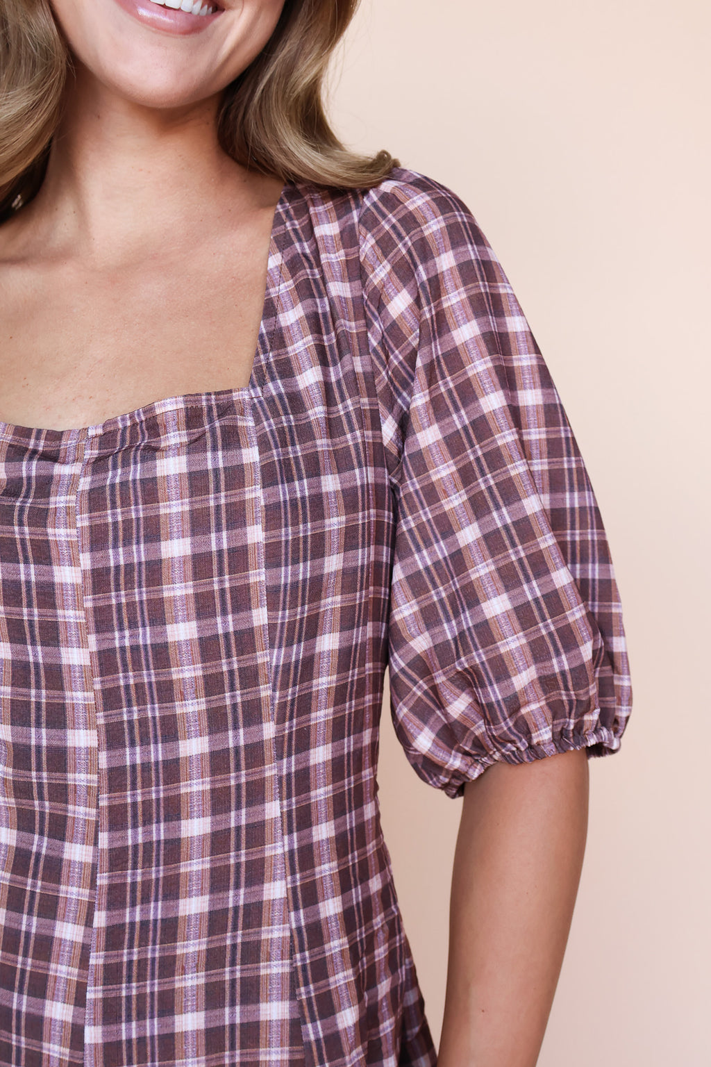 Bria Plaid Midi in Marsala