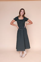 Hattie Gingham Skirt in Dark Olive