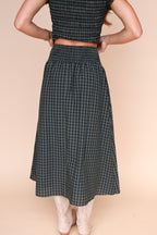 Hattie Gingham Skirt in Dark Olive