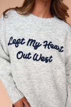 Left My Heart Out West Sweater in Heather Grey