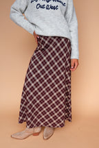 Burgundy Tartan Plaid Slip Skirt