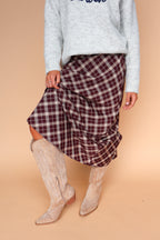 Burgundy Tartan Plaid Slip Skirt