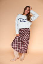 Burgundy Tartan Plaid Slip Skirt