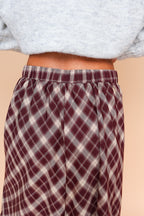 Burgundy Tartan Plaid Slip Skirt