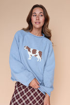 Cow Sweater in Dusty Blue