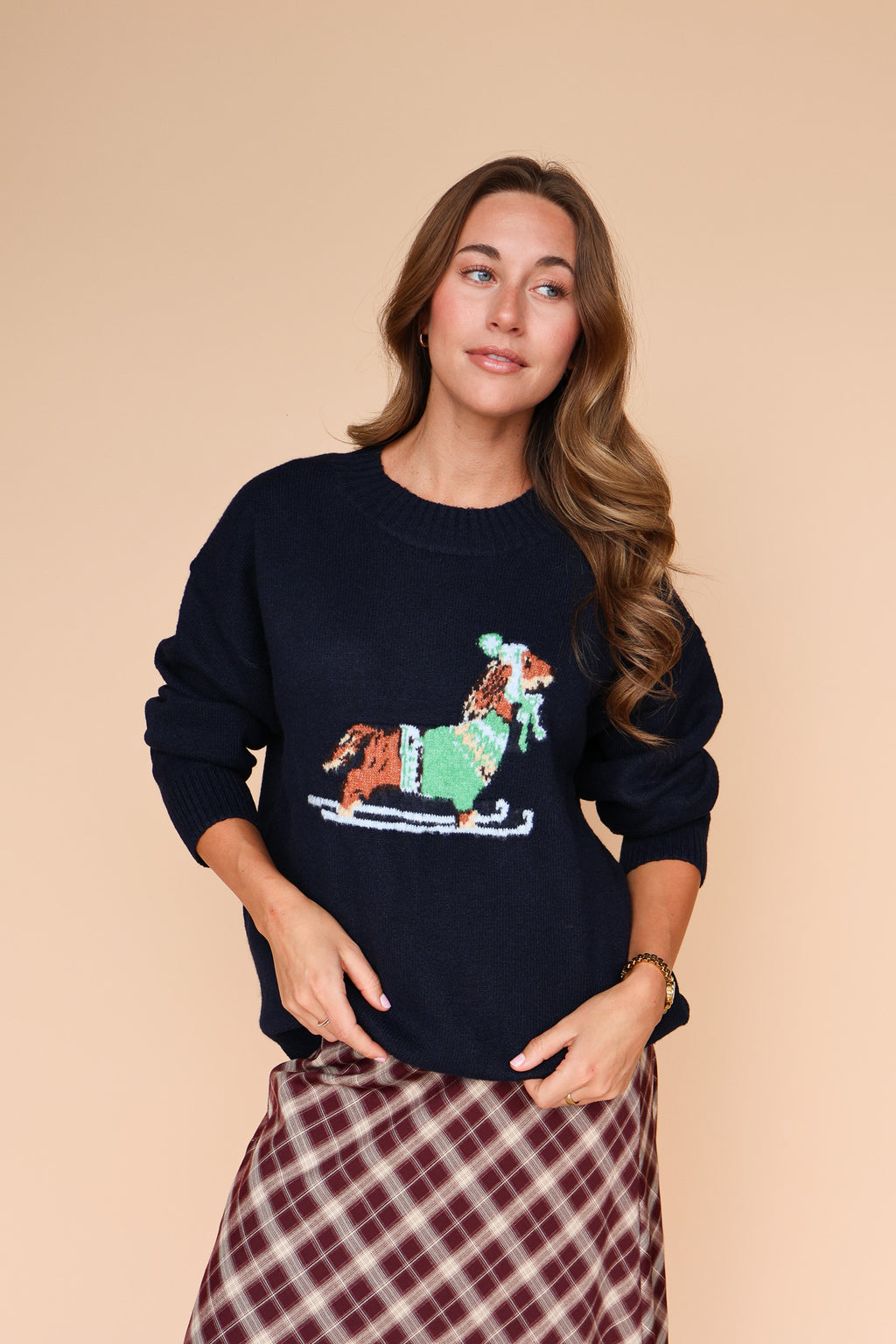 Skiing Dog Sweater in Navy