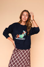 Skiing Dog Sweater in Navy