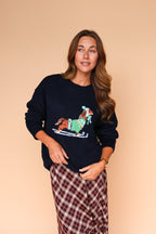 Skiing Dog Sweater in Navy