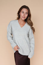 V-Neck Knit Sweater in Stone