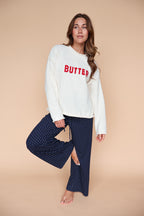 Butter Sweater in Cream/Red