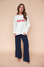 Butter Sweater in Cream/Red