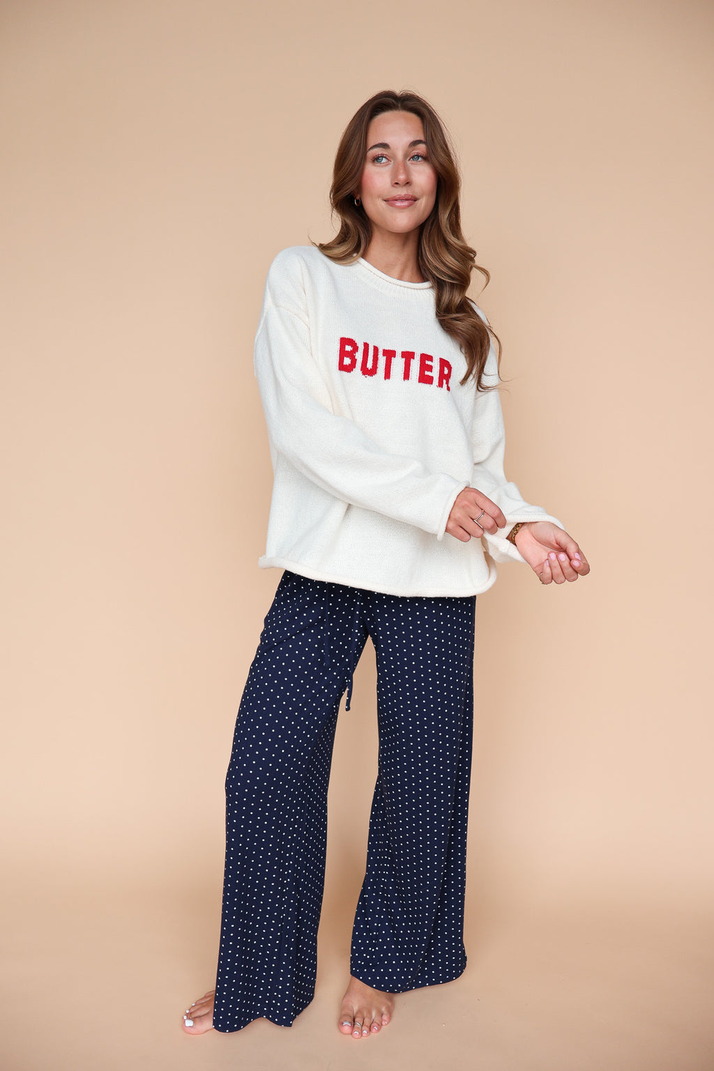 Butter Sweater in Cream/Red
