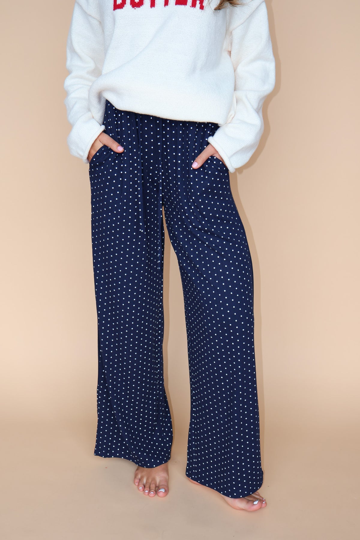 Darcy Dot Pants in Navy