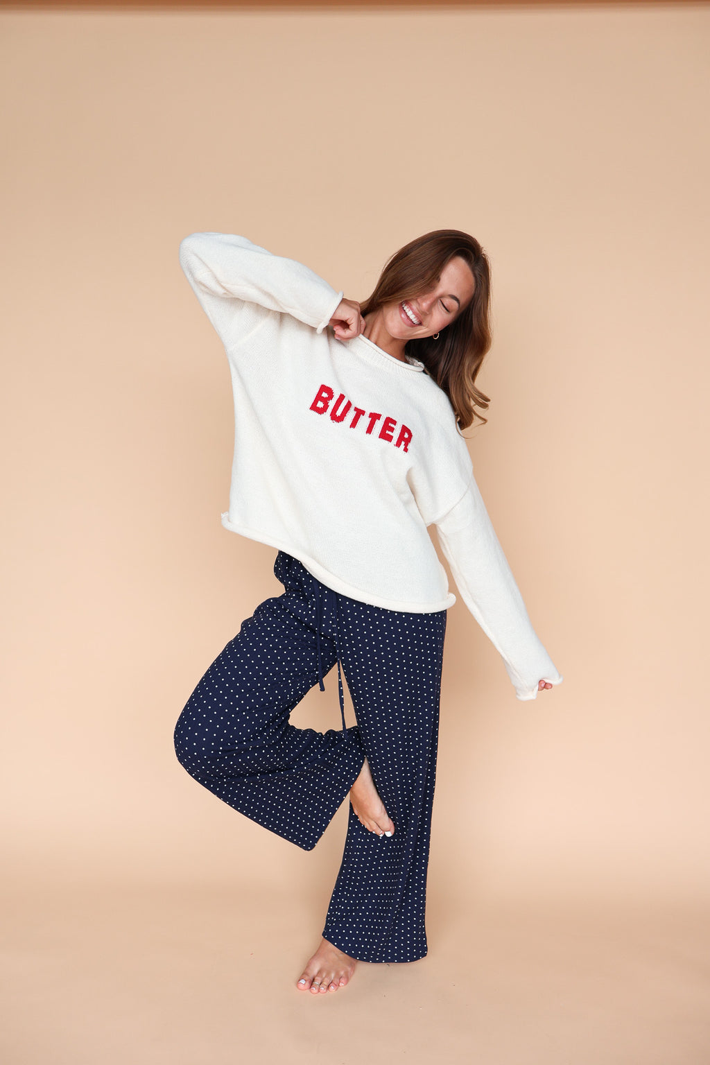 Darcy Dot Pants in Navy