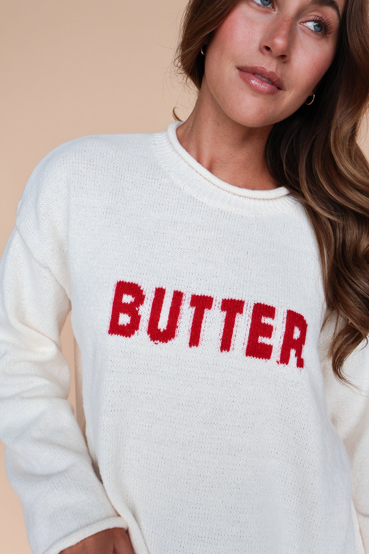 Butter Sweater in Cream/Red Secondary image