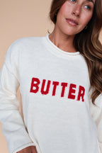 Butter Sweater in Cream/Red