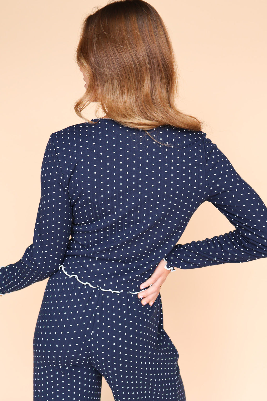 Darcy Dot Button Up Top in Navy