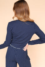 Darcy Dot Button Up Top in Navy