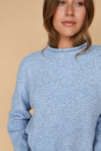 Piper Mock Neck Sweater in Dusty Blue