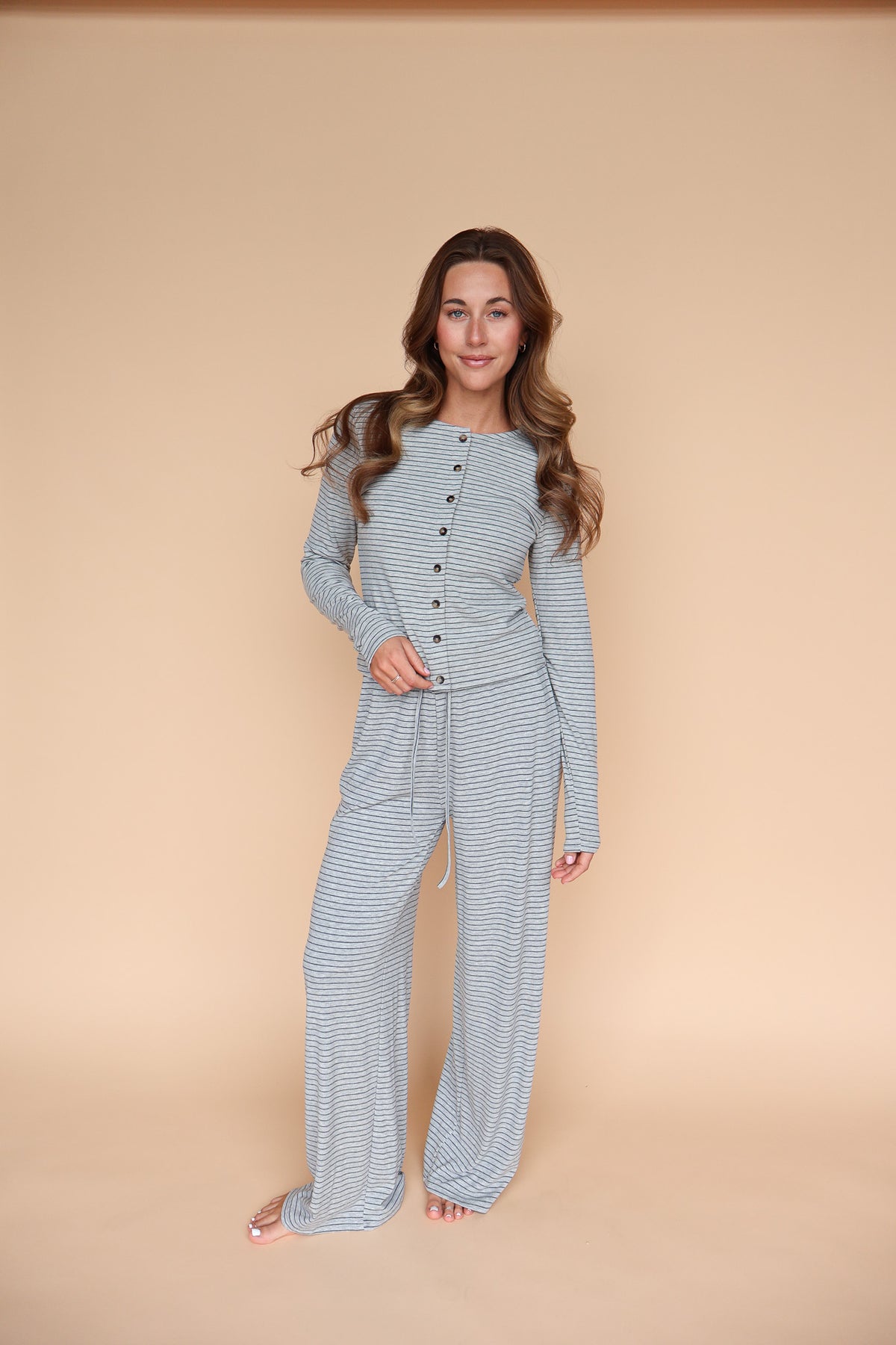 Lauren Stripe Pants in Grey
