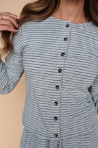 Lauren Stripe Button Up Top in Grey