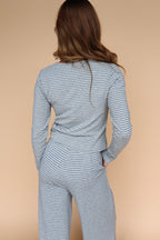 Lauren Stripe Button Up Top in Grey