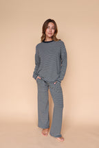 Skylar Stripe Pants in Navy