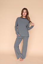 Skylar Stripe Pants in Navy