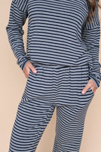 Skylar Stripe Pants in Navy