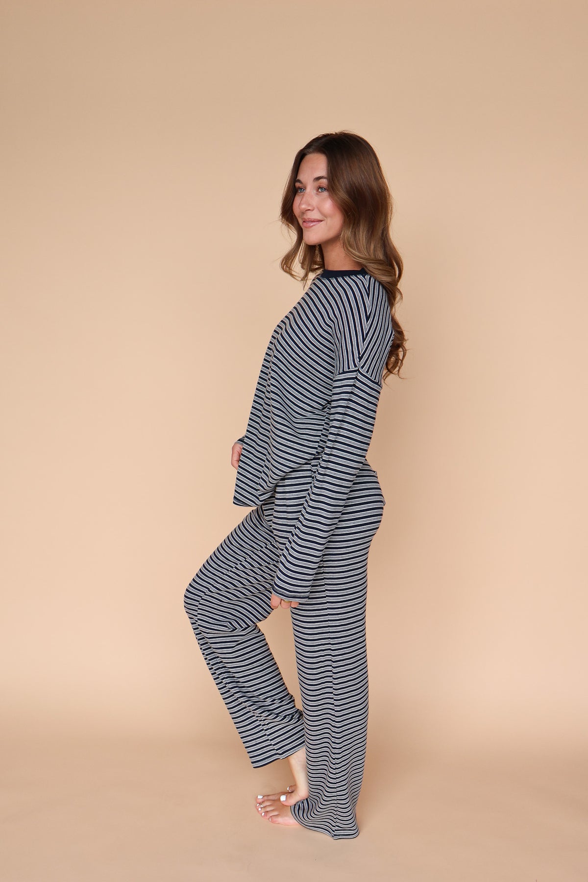 Skylar Stripe Top in Navy Secondary image
