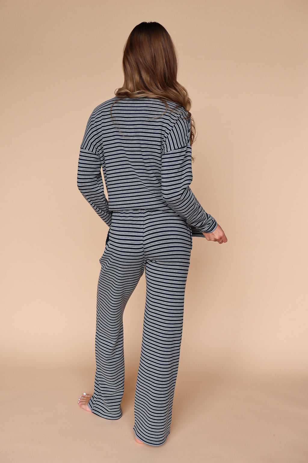 Skylar Stripe Pants in Navy