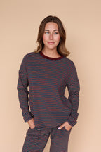 Skylar Stripe Top in Wine