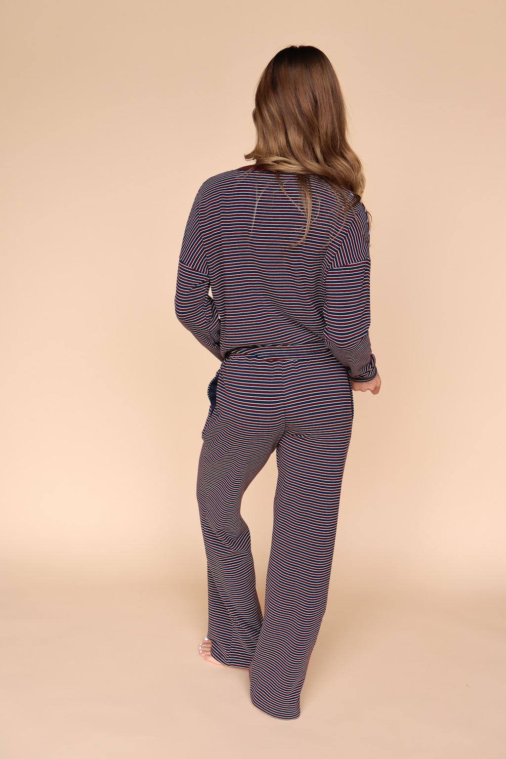 Skylar Stripe Pants in Wine
