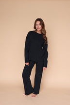 Blaire Polka Dot Pointelle Top in Black