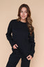 Blaire Polka Dot Pointelle Top in Black