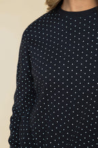 Blaire Polka Dot Pointelle Top in Black