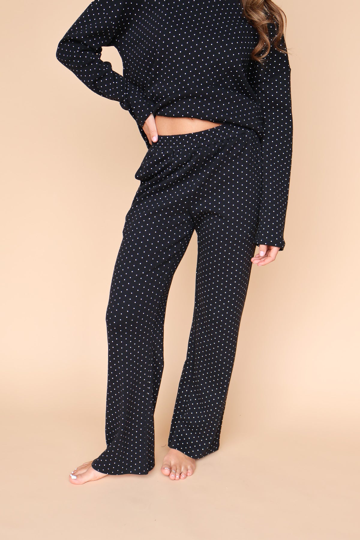 Blaire Polka Dot Pointelle Pants in Black Main image