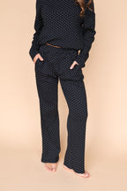 Blaire Polka Dot Pointelle Pants in Black