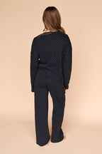 Blaire Polka Dot Pointelle Top in Black